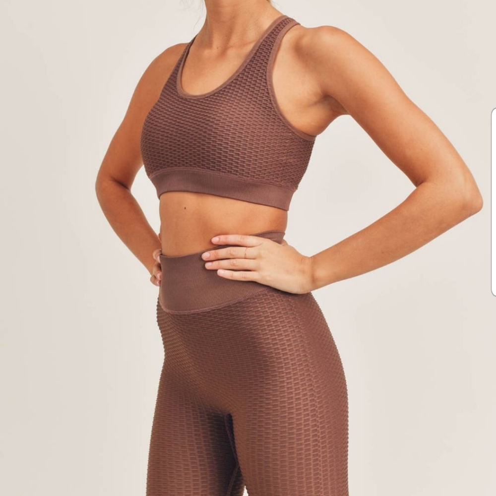 Jacquard Ribbed Cut Out Back Seamless Sports Bra